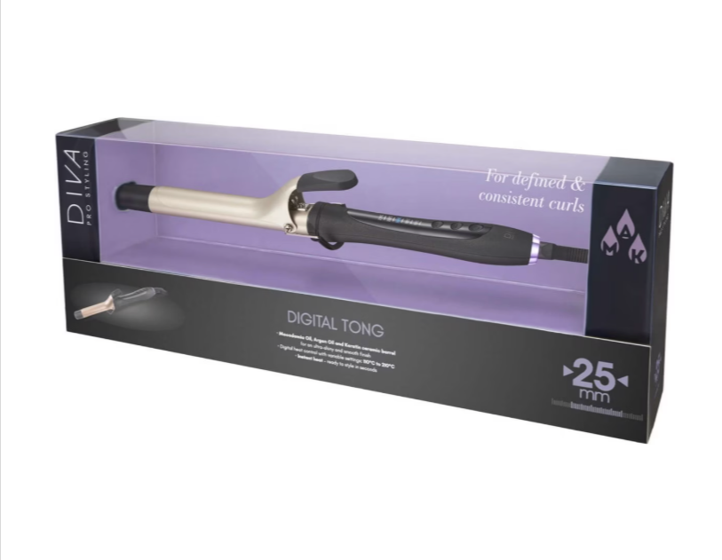Diva Professional Styling Intelligent Heat Argan Tong 25mm